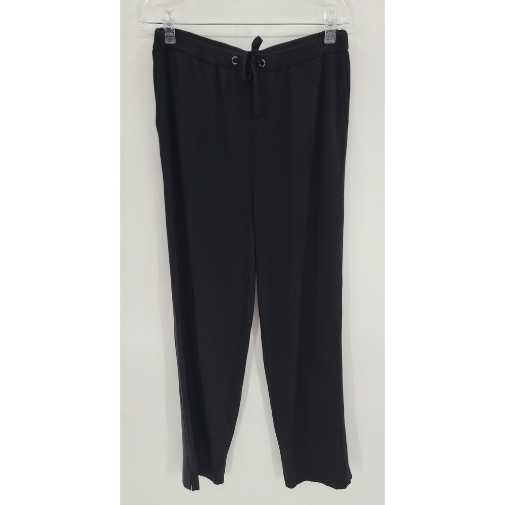 Ming Wang Black Knit Drawstring Pants Women's Size Small Slit Hem Casual‎